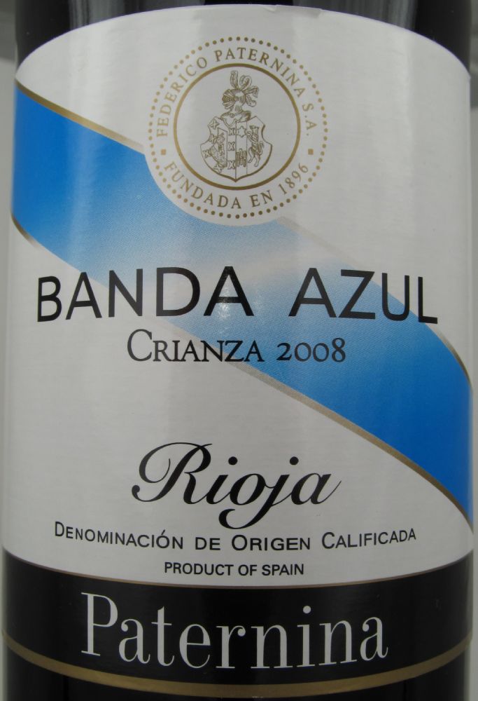 Federico Paternina S.A. BANDA AZUL Crianza DOCa Rioja 2008, Main, #1000