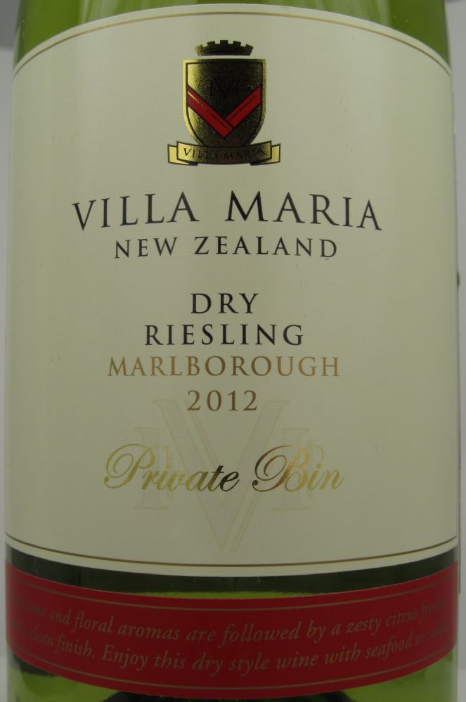 Villa Maria Estate Private Bin Dry Riesling Marlborough 2012, Front, #1052
