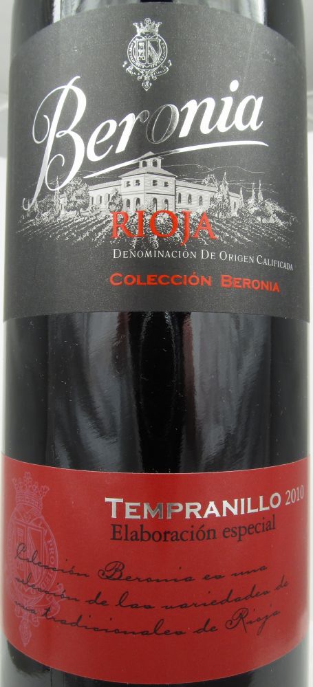 Bodegas Beronia S.A. Colección Beronia Elaboración especial Tempranillo DOCa Rioja 2010, Front, #1055
