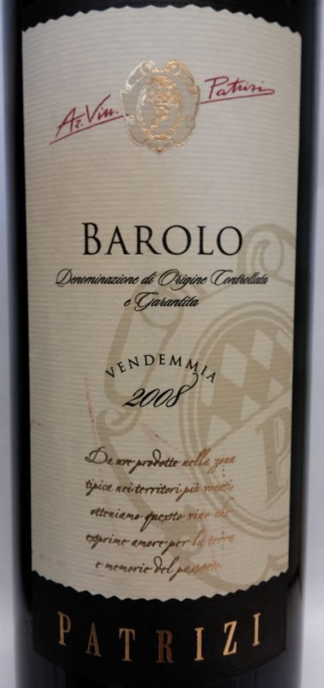 Manfredi A&C S.A.S. PATRIZI Barolo DOCG 2008, Front, #1096