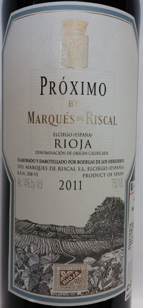 Bodegas de los Herederos del Marqués de Riscal S.L. Próximo DOCa Rioja 2011, Front, #1099