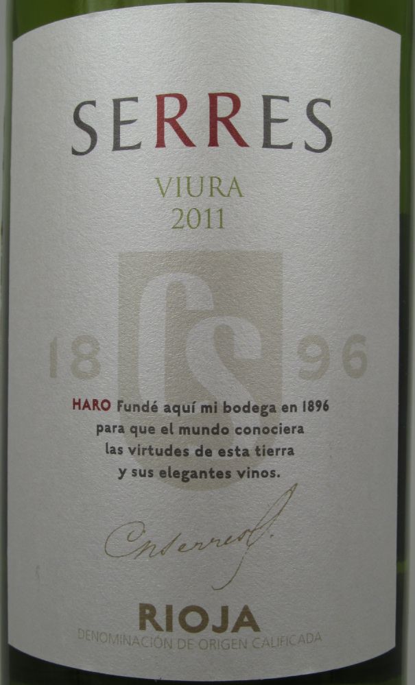 Bodegas Carlos Serres S.A. Viura DOCa Rioja 2011, Front, #1144