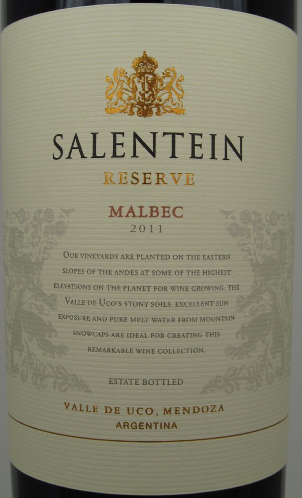 Bodegas Salentein S.A. Reserva Malbec 2011, Main, #1147