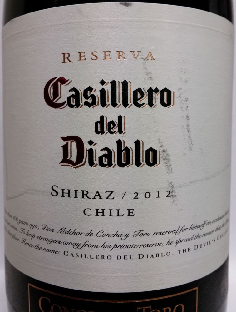 Viña Concha y Toro S.A. Casillero del Diablo Reserva Shiraz 2012, Main, #1179