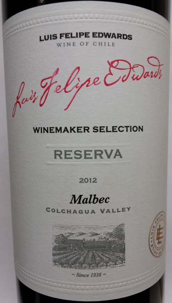 Viña Luis Felipe Edwards Winemaker Selection Reserva Malbec 2012, Main, #1192