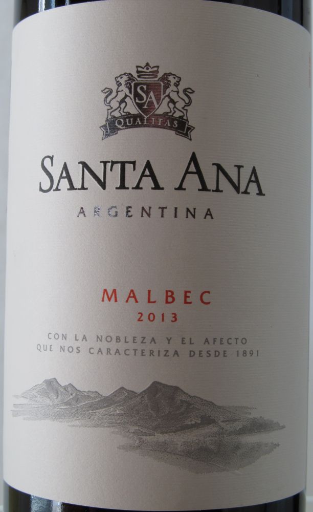 Bodegas Santa Ana Classic Malbec 2013, Front, #1248