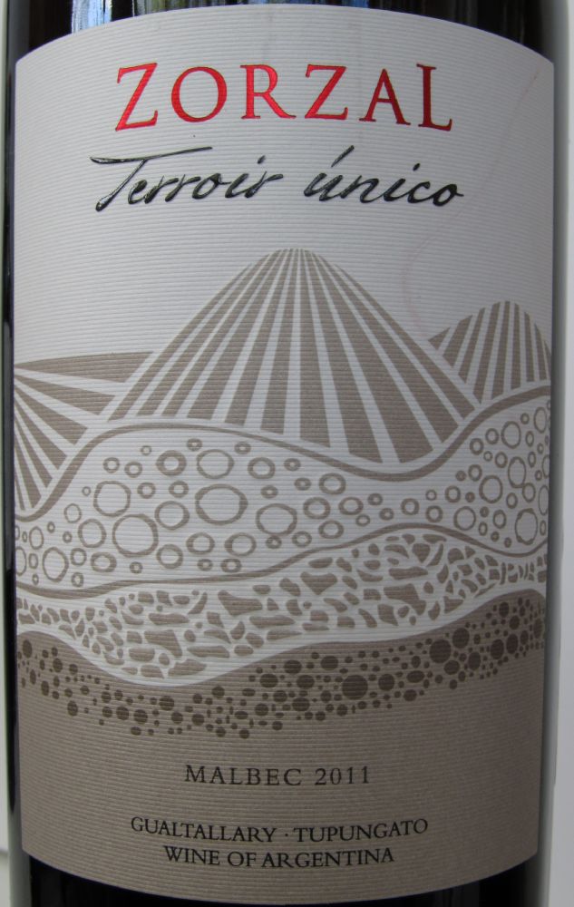 Zorzal Wines Terroir único Malbec I.G. Tupungato 2011, Front, #1275