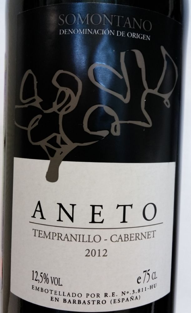 Bodega Pirineos S.A. ANETO Tempranillo Cabernet Sauvignon DO Somontano 2012, Front, #1281