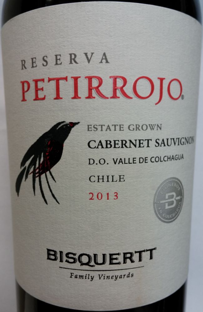 Viña Bisquertt Ltda Reserva PETIRROJO Cabernet Sauvignon D.O. Colchagua Valley 2013, Main, #1301