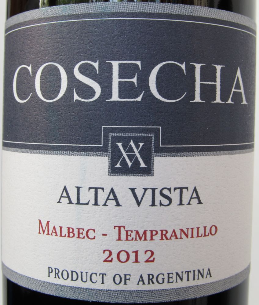 La Casa del Rey S.A. COSECHA Alta Vista Malbec Tempranillo 2012, Front, #1311