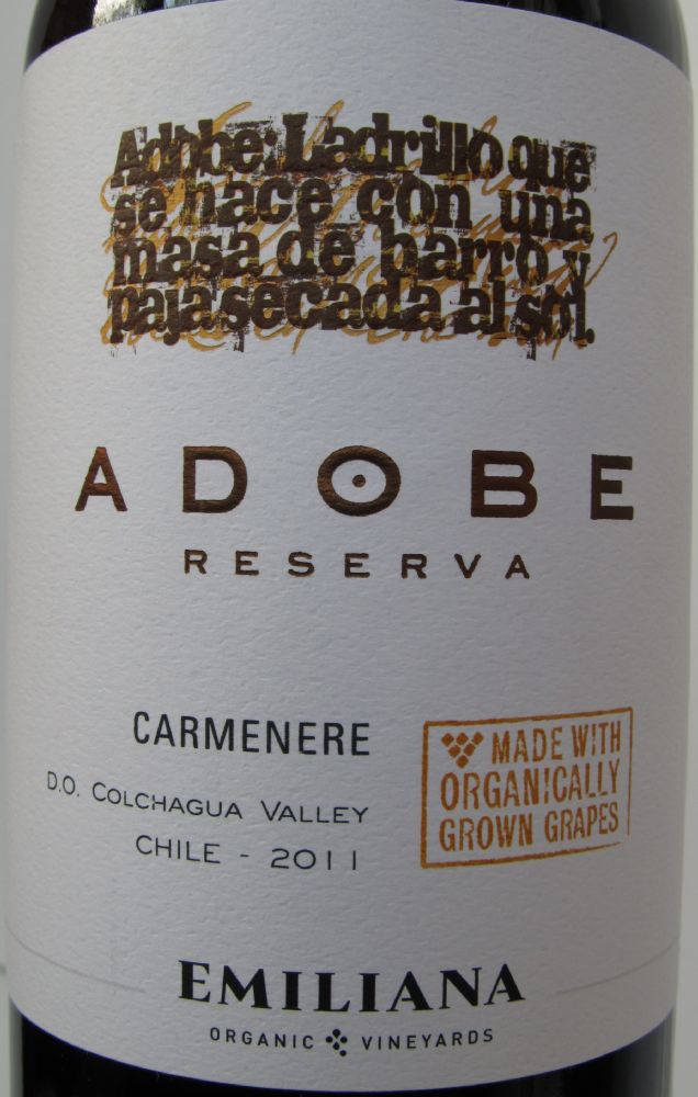 Viñedos Emiliana S.A. ADOBE Reserva Carménère 2011, Front, #1314