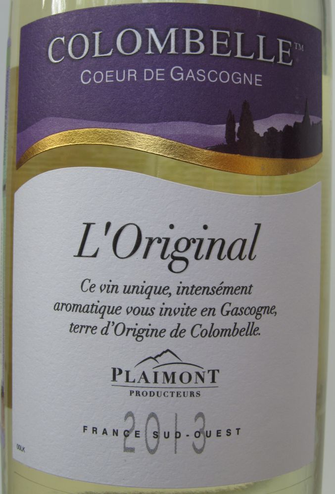 Plaimont Producteurs U.C.A. COLOMBELLE L'Original Coeur de Gascogne Côtes de Gascogne IGP 2013, Front, #1321