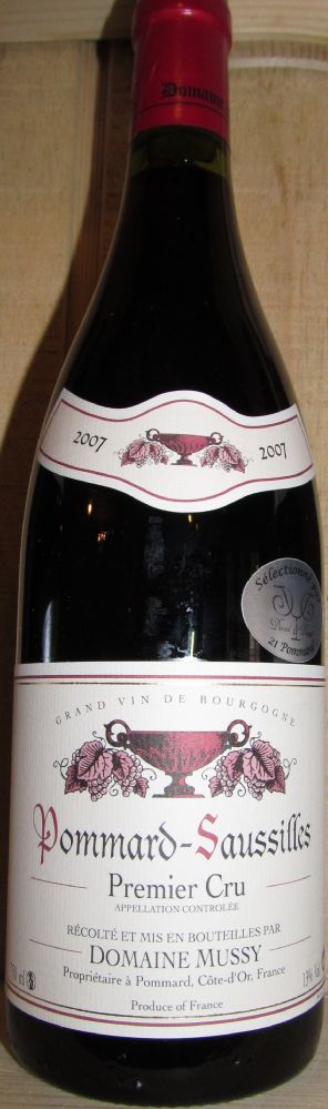 Domaine Mussy Pommard premier cru Les Saussilles AOC/AOP 2007, Front, #1357