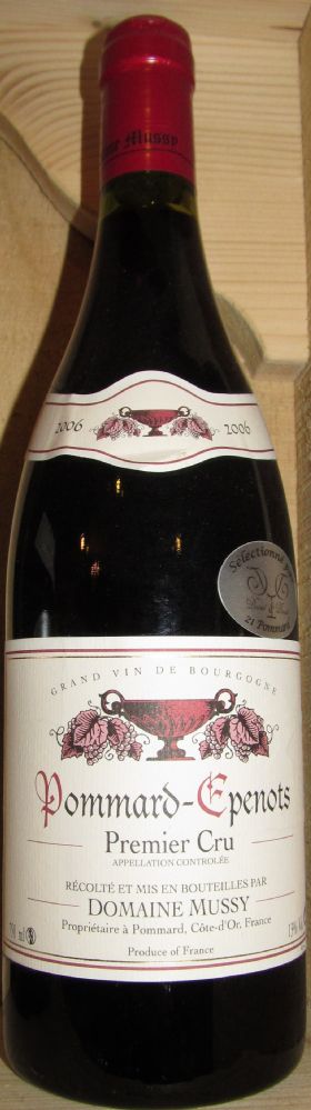 Domaine Mussy Epenots Pommard premier cru AOC/AOP 2006, Front, #1358