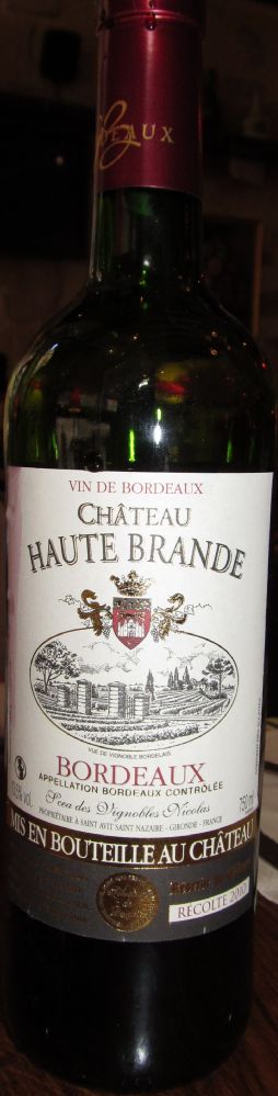 SCEA des Vignobles NICOLAS Château Haute Brande Bordeaux AOC/AOP 2010, Front, #1376