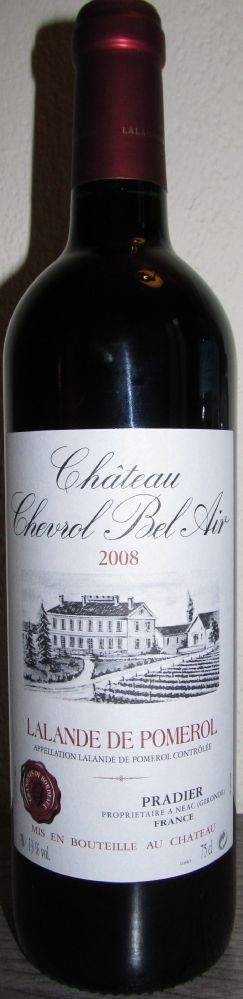 SCEA Pradier Château Chevrol Bel Air Lalande-de-Pomerol AOC/AOP 2008, Front, #1379