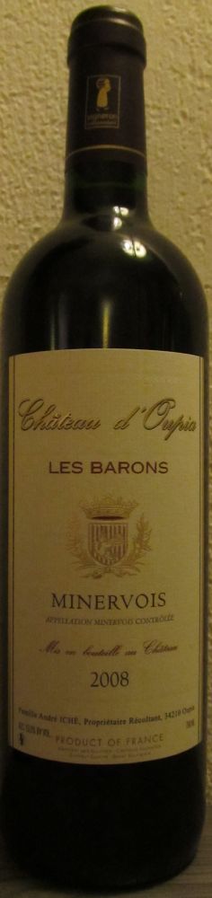 Famille André Iché Château d'Oupia Les Barons Minervois AOC/AOP 2008, Front, #1386