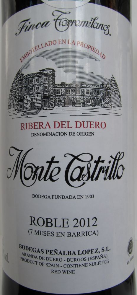 Bodegas Peñalba López S.L. Monte Castrillo Roble DO Ribera del Duero 2012, Front, #1542