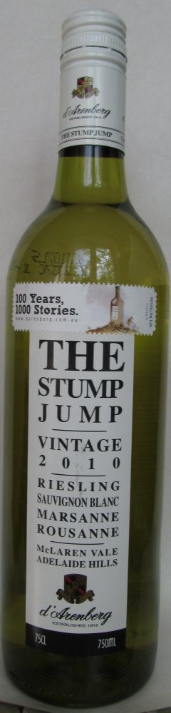 d'Arenberg Pty Ltd THE STUMP JUMP Riesling Marsanne Roussanne Sauvignon Blanc McLaren Vale 2010, Main, #159