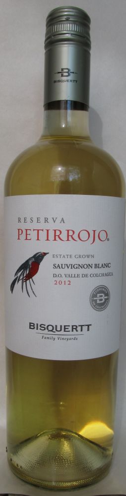 Viña Bisquertt Ltda Reserva PETIRROJO Sauvignon Blanc D.O. Colchagua Valley 2012, Front, #161