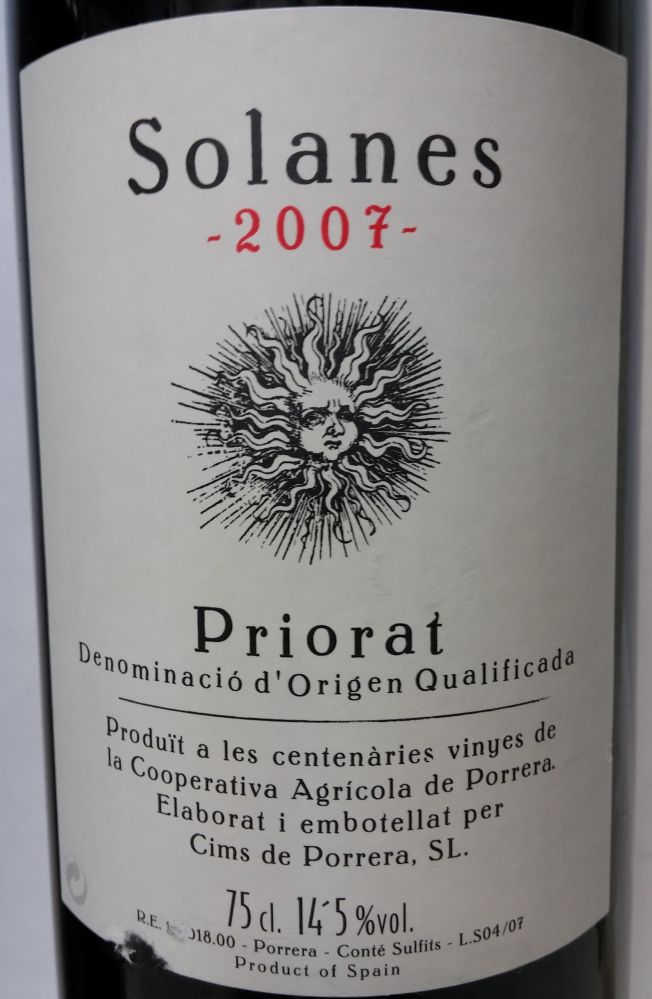 Cims de Porrera S.L. Solanes DOCa Priorat 2007, Main, #1685