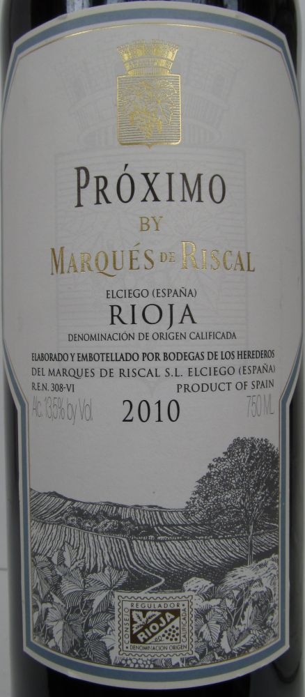 Bodegas de los Herederos del Marqués de Riscal S.L. Próximo DOCa Rioja 2010, Front, #1691