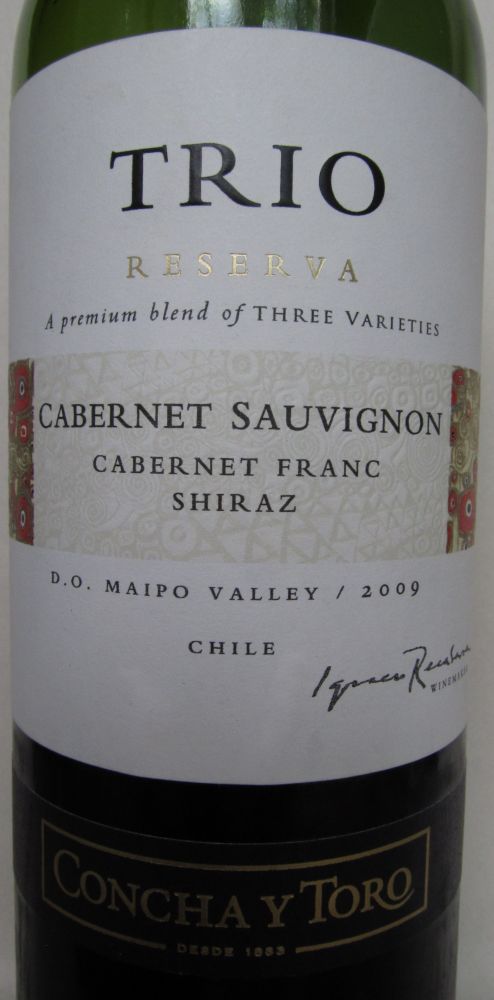 Viña Concha y Toro S.A. Trio Reserva Cabernet Sauvignon Cabernet Franc Shiraz D.O. Maipo Valley 2009, Front, #171