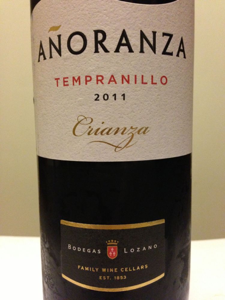 Juan Ramon Lozano S.A. AÑORANZA Crianza Tempranillo DO La Mancha 2011, Main, #1727