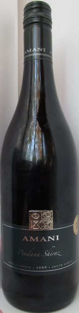 Amani Vineyards (Pty) Ltd Pendana Shiraz W.O. Stellenbosch 2009, Front, #1788