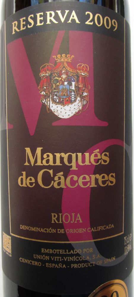 Unión Viti-Vinícola S.A. Marqués de Cáceres Reserva DOCa Rioja 2009, Main, #1792