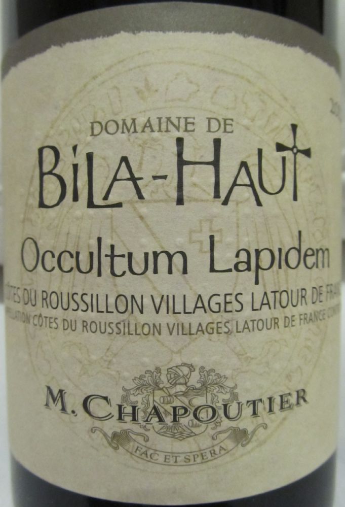 Chapoutier S.A. Domain de Bila-Haut Occultum Lapidem Côtes du Roussillon Villages Latour-de-France AOC/AOP 2012, Main, #1879