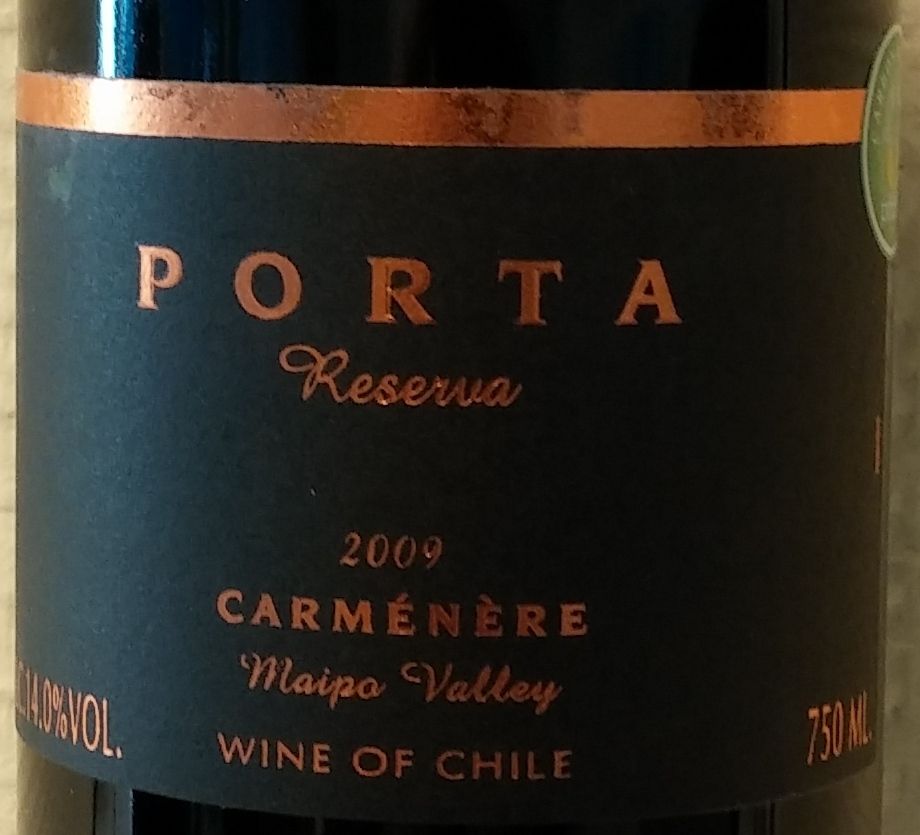 Viña Dos Andes S.A. PORTA Reserva Carménère 2009, Main, #1917