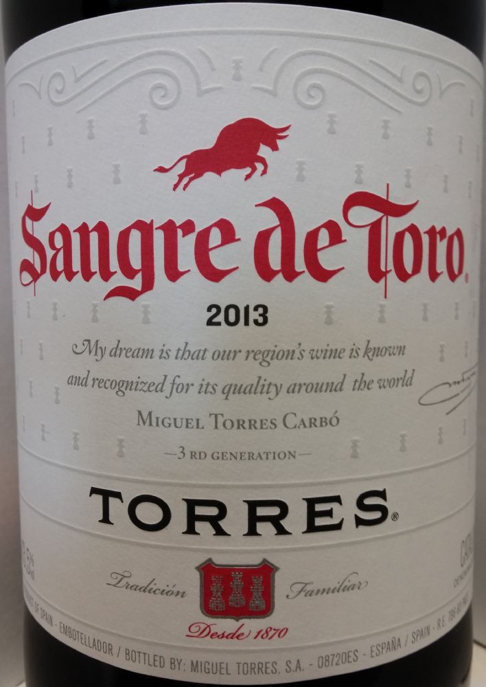 Miguel Torres S.A. Sangre de Toro DO Cataluña 2013, Main, #1921