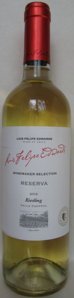 Viña Luis Felipe Edwards Winemaker Selection Reserva Riesling 2012, Main, #194