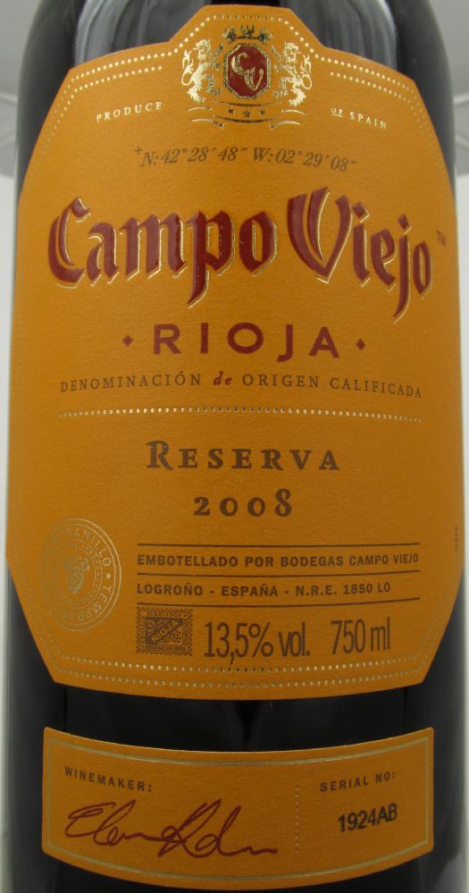 Pernod Ricard Winemakers Spain S.A. Campo Viejo Reserva DOCa Rioja 2008, Main, #1990
