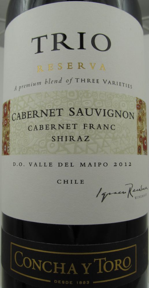 Viña Concha y Toro S.A. Trio Reserva Cabernet Sauvignon Cabernet Franc Shiraz 2012, Main, #2025