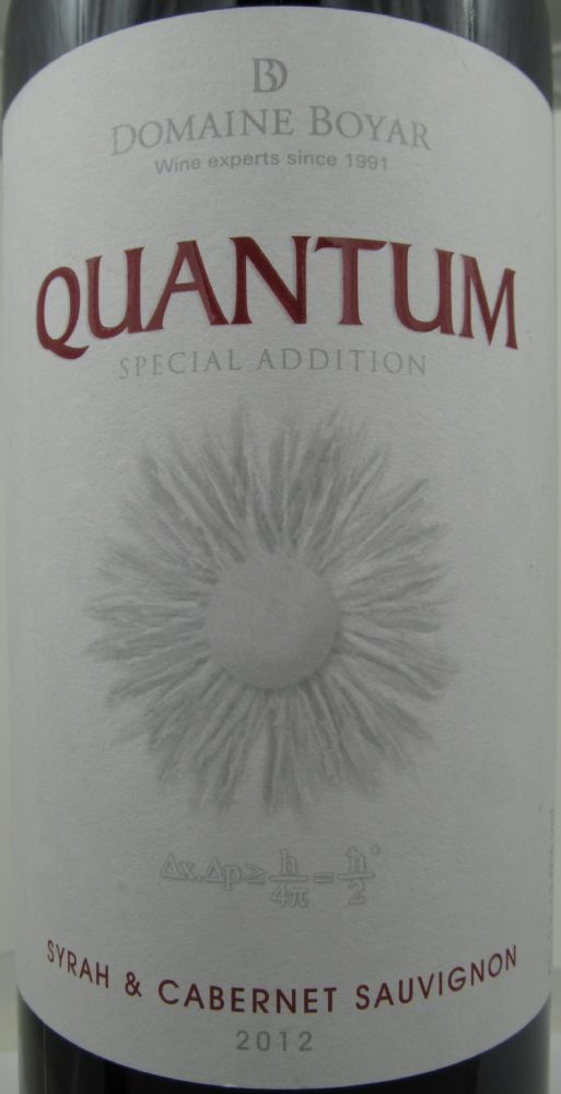 Domaine Boyar International EAD QUANTUM Special Addition Syrah Cabernet Sauvignon 2012, Main, #2031