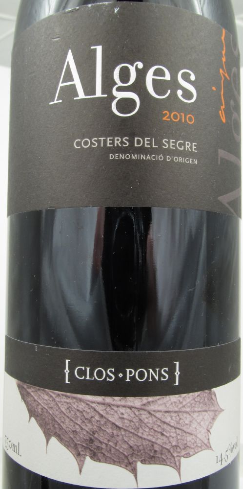 Celler Clos Pons Alges DO Costers del Segre 2010, Main, #2049