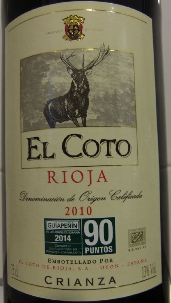 El Coto de Rioja S.A. El Coto Crianza DOCa Rioja 2010, Main, #2241