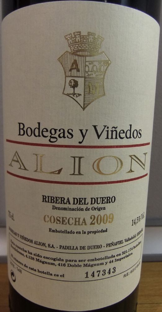 Bodegas y Viñedos Alión S.A. DO Ribera del Duero 2009, Main, #2321