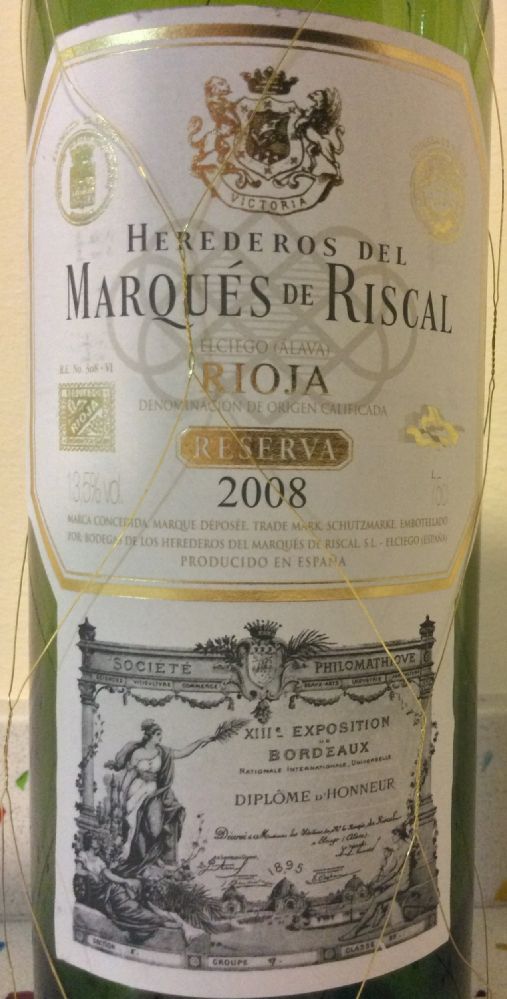 Bodegas de los Herederos del Marqués de Riscal S.L. Reserva DOCa Rioja 2008, Main, #2347