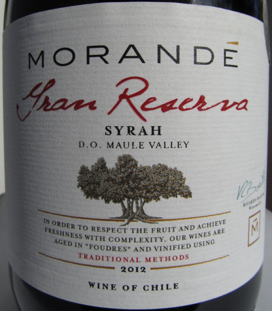 Viña Morandé S.A. Gran Reserva Syrah D.O. Maule Valley 2012, Main, #2430