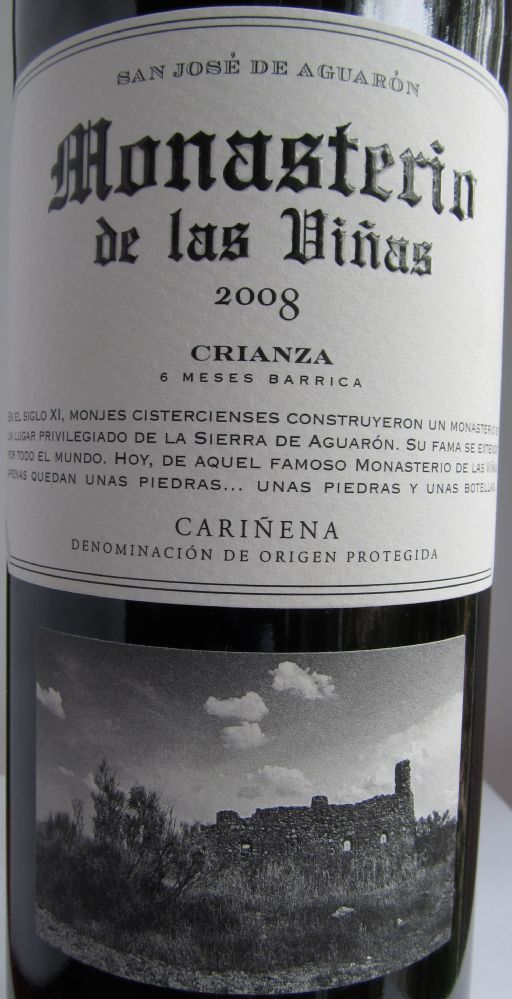 Grandes Vinos y Viñedos S.A. Monasterio de las Vinas Crianza DO Cariñena 2008, Main, #2458