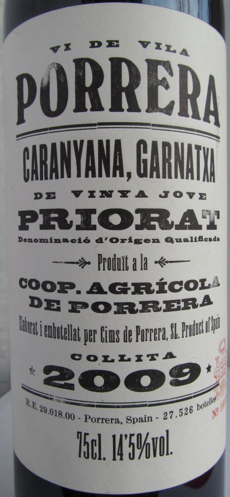 Cims de Porrera S.L. Vi de Vila Porrera Caranyana Garnatxa DOCa Priorat 2009, Main, #2560