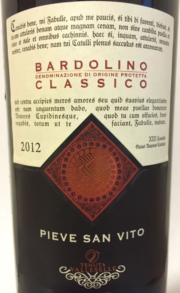 Casa Vitivinicola Tinazzi S.r.l. Pieve San Vito Tenuta Valleselle Bardolino Classico DOC 2012, Front, #2571