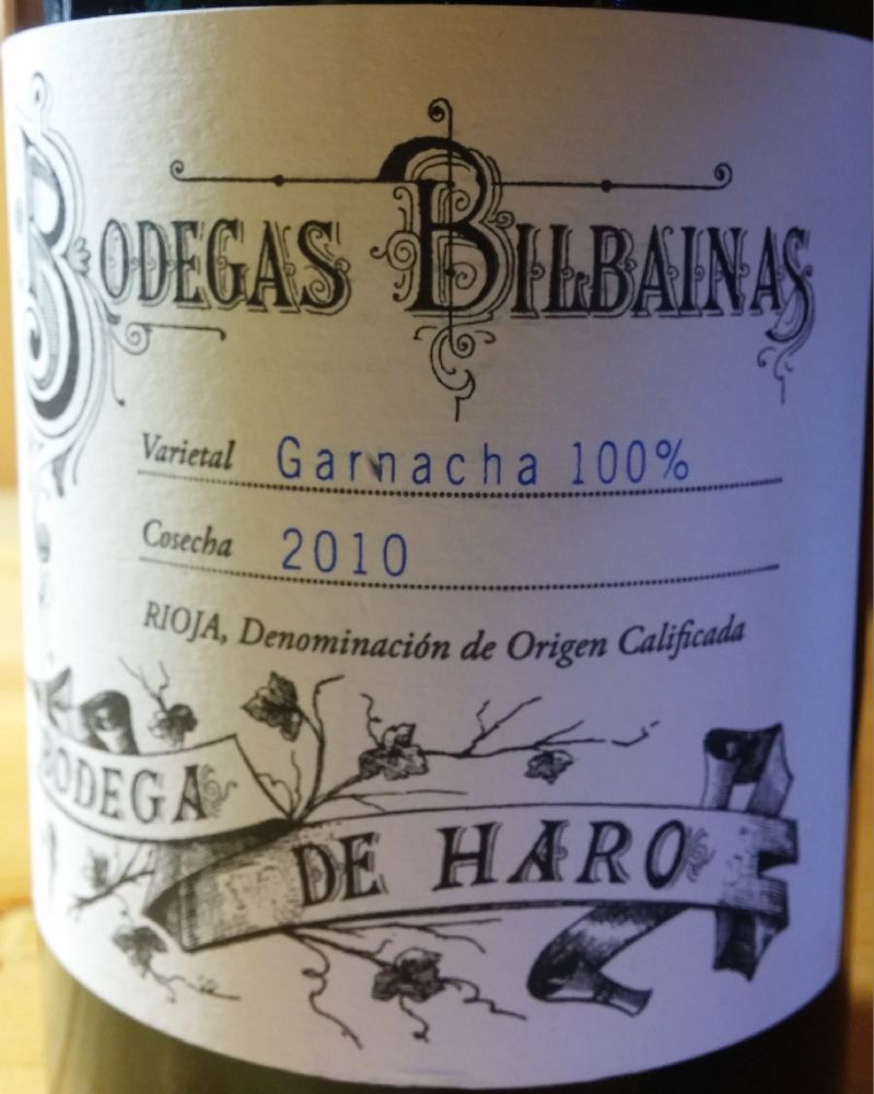 Bodegas Bilbainas S.A. Garnacha DOCa Rioja 2010, Main, #2625