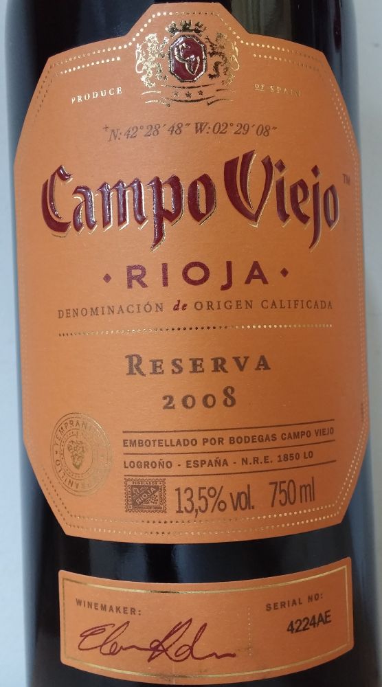 Bodegas Campo Viejo Reserva DOCa Rioja 2008, Main, #2628