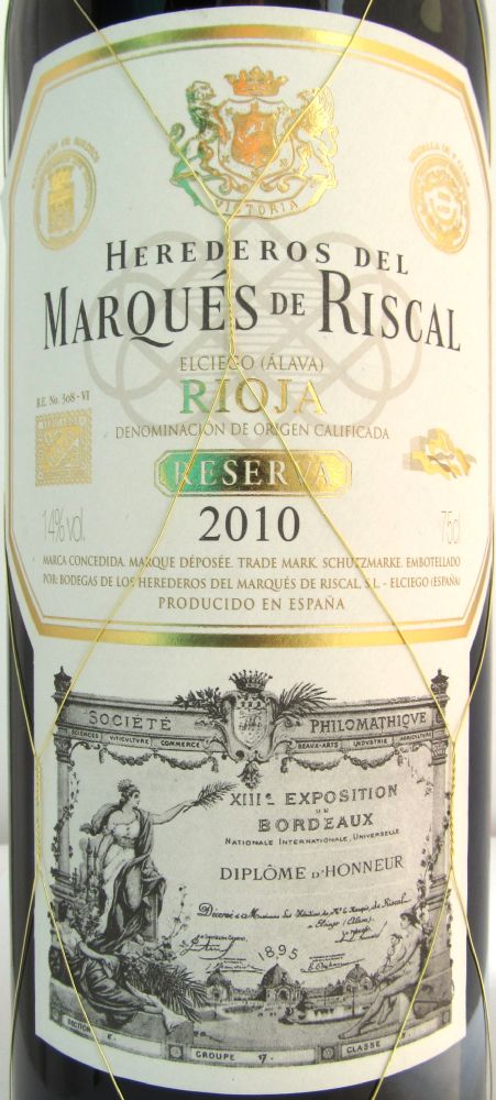 Bodegas de los Herederos del Marqués de Riscal S.L. Reserva DOCa Rioja 2010, Main, #2672