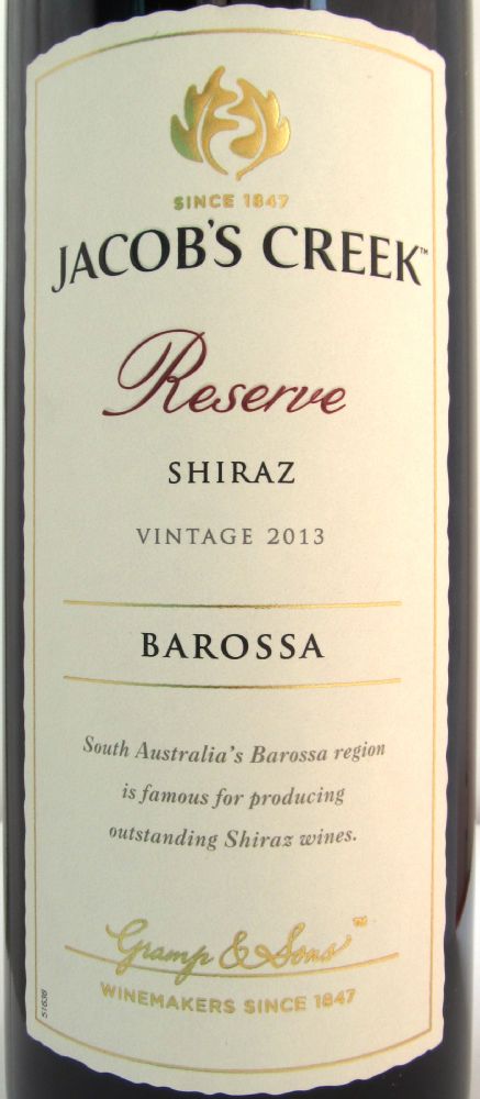 Jacob's Creek Wines Reserve Shiraz 2013, Main, #2675