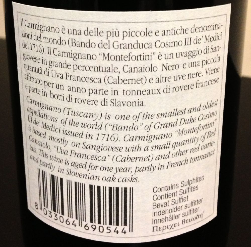 Fattoria Ambra MONTEFORTINI Carmignano DOCG 2010, Back, #274